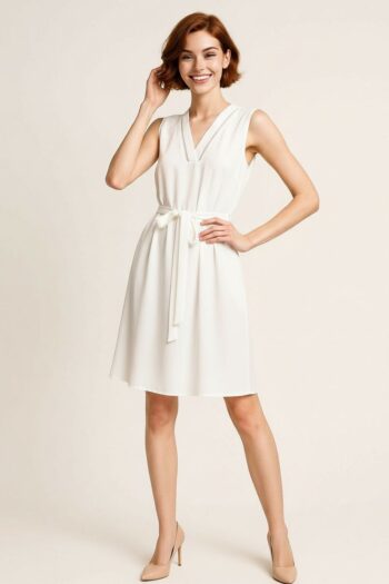 VESTIDO CUELLO V FAJA AJUSTE