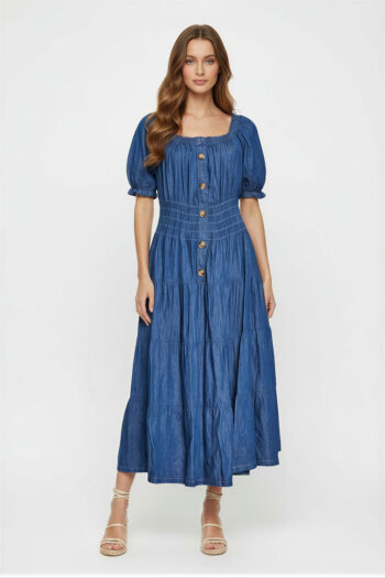 VESTIDO SMOCK BOTONES Y ELÁSTICO