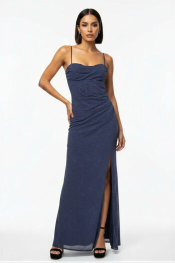 VESTIDO LARGO ESCOTE DRAPEADO