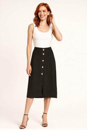 FALDA RECTA BOTONES FRONTALES