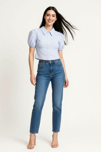 BLUSA MANGA CORTA CUELLO CAMISERO