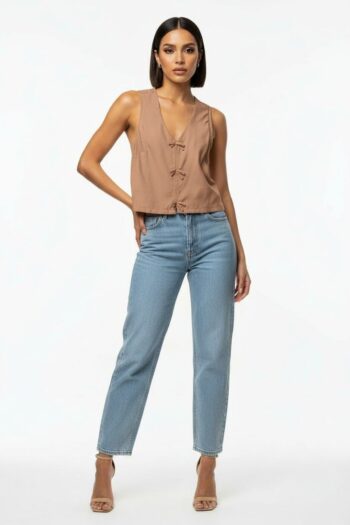 BLUSA TOP SIN MANGAS CON DETALLE