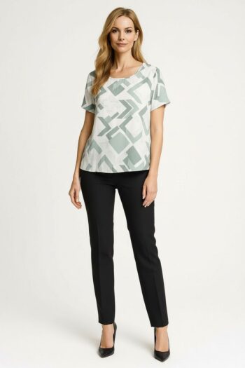 BLUSA MANGA CORTA GEOMÉTRICA