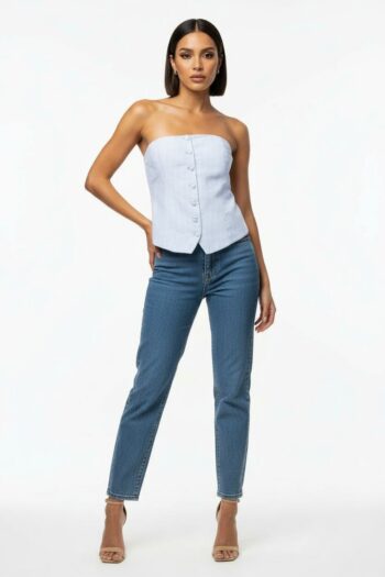 BLUSA SIN TIRANTES CON BOTONES