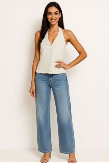 BLUSA TOP HALTER BOTONES FRONTALES