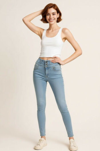 JEANS CICLÓN AJUSTADO PRETINA DOBLE