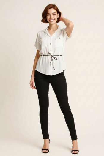 BLUSÓN CAMISERO CON CINTURÓN AJUSTABLE