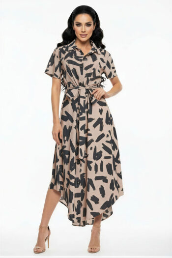 VESTIDO LARGO CAMISERO AJUSTE CINTURA
