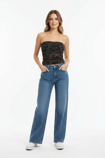 BLUSA TOP BANDA TRANSPARENCIA TEXTURA