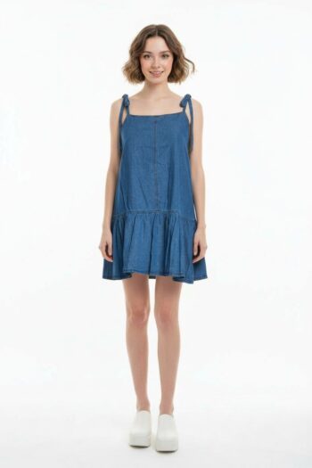 VESTIDO CON TIRANTES Y OLAN