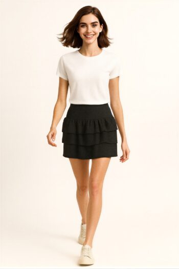 FALDA CON OLANES CAPAS