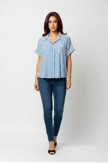 BLUSA RAYAS BOLSILLO CLÁSICO