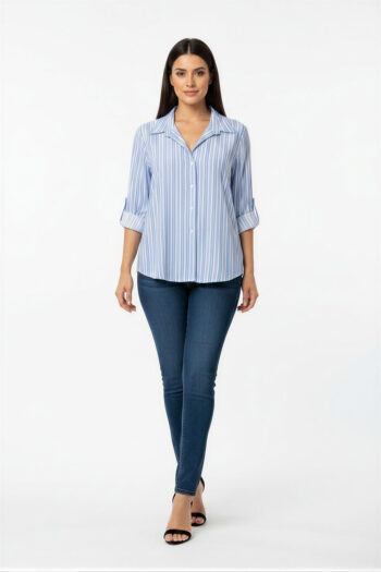 BLUSA RAYAS MANGA AJUSTABLE