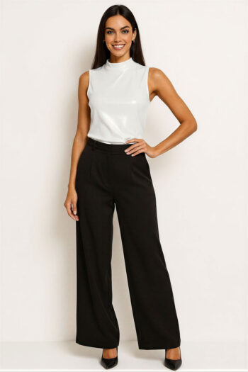 BLUSA CUELLO ALTO SATINADO