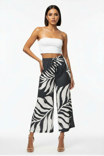 PANTALÓN AMPLIO ESTAMPADO HOJAS