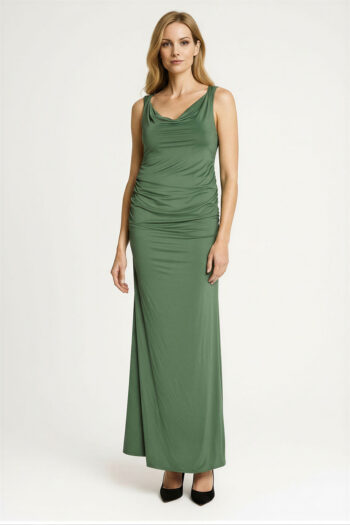 VESTIDO LARGO DRAPEADO ELEGANTE