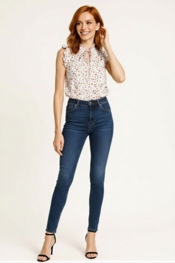 BLUSA CUELLO LAZO ESTAMPADA