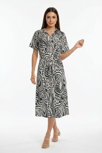 VESTIDO MIDI CINTURÓN ESTAMPADO