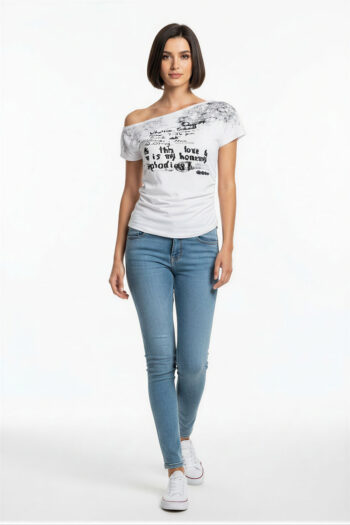 PLAYERA ASIMÉTRICA ESTAMPADA