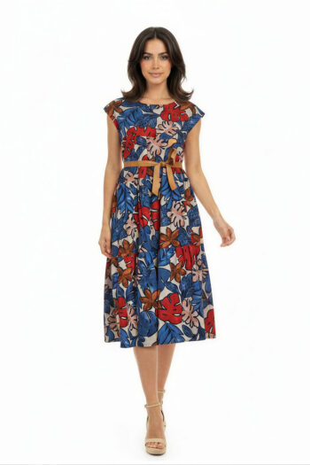 VESTIDO MIDI CON CINTURÓN