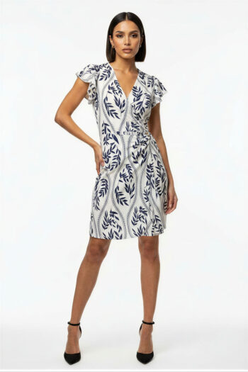 VESTIDO CRUZADO ESTAMPADO HOJAS