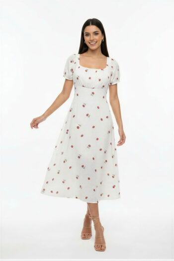 VESTIDO MIDI FLORES SUTILES