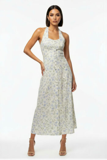 VESTIDO HALTER CAMISERO FLORES
