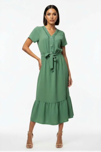 VESTIDO MIDI CON CINTURÓN