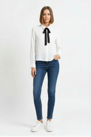 BLUSA MANGA LARGA CAMISERA CON CORBATA