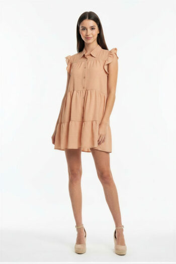 VESTIDO CAMISERO CREPÓN CRUNCH CORTE