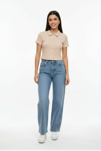 PLAYERA RIB CURLY CAMISERO MANGA CORTA