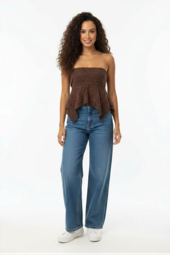BLUSA TOP STRAPLESS DE ENCAJE
